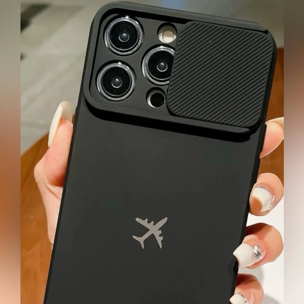 ✅New iPhone 15 Pro Max Push Window Protective Case w/ Metal Aero plane & pendant